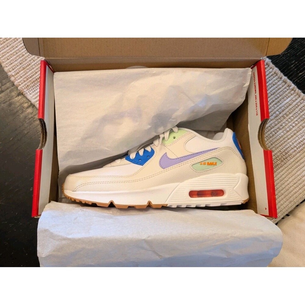 Nike Air Max 90 LTR GS CD6864-128 White/Purple Pulse/Phantom/Photo Blue 6.5Y W8 - Picture 4 of 12